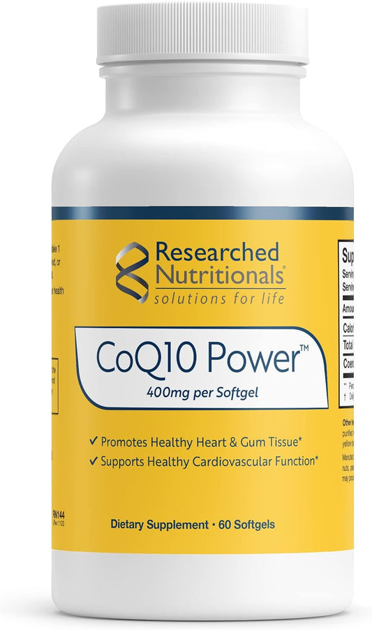 Therapeutic-Strength CoQ10 400mg Softgels for Natural Energy & Heart Health - Research Backed Coenzyme Q10 Supplement (60 Softgels)