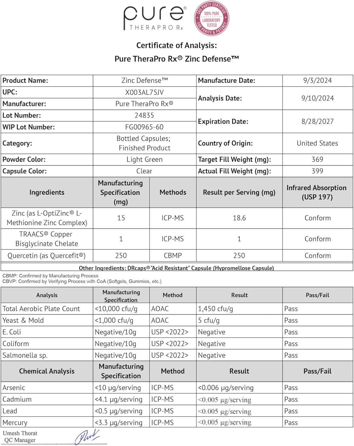 Therapro Rx Zinc Defense Capsules | 60 Servings | L-OptiZinc & Quercefit | Chelated Minerals for Immune, Gut, Hormonal Balance