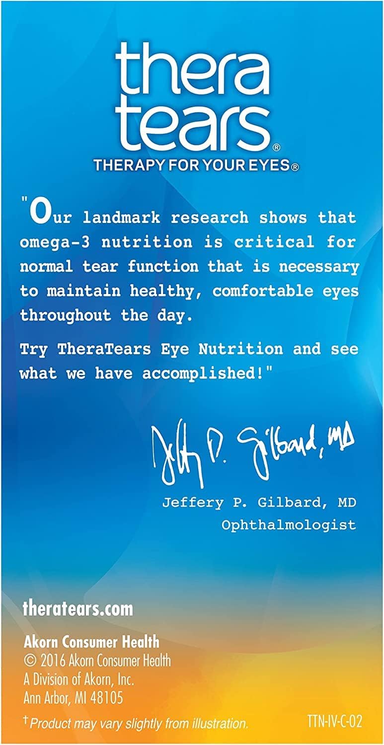 Theratears Nutrition Omega-3 Supplement - 1200mg, 90 Capsules (2 Pack) for Eye Health