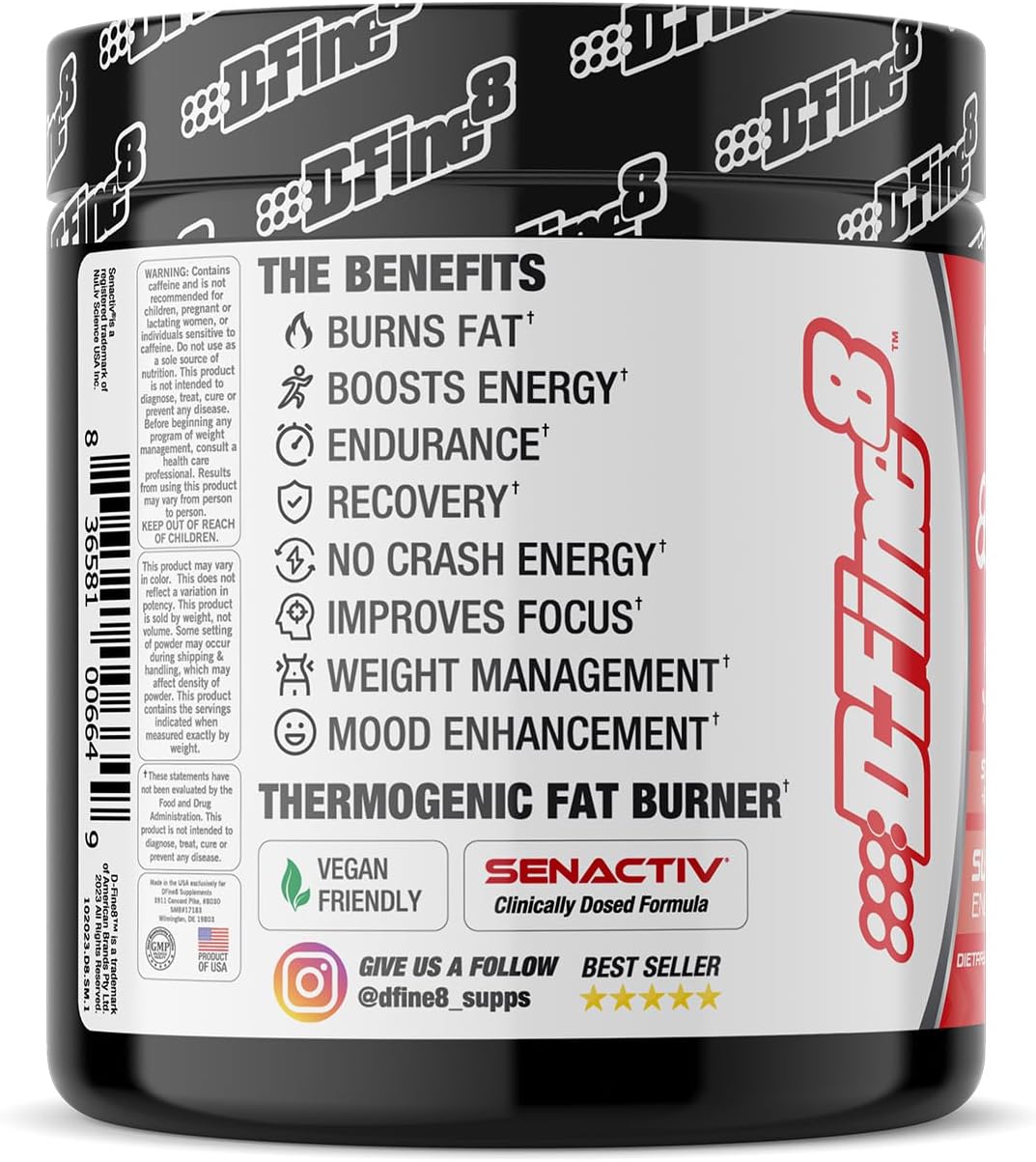 Thermogenic Pre-Workout Energy Powder with Senactiv - Boost Energy, Focus, & Endurance, Sugar Free (Strawberry Mango)