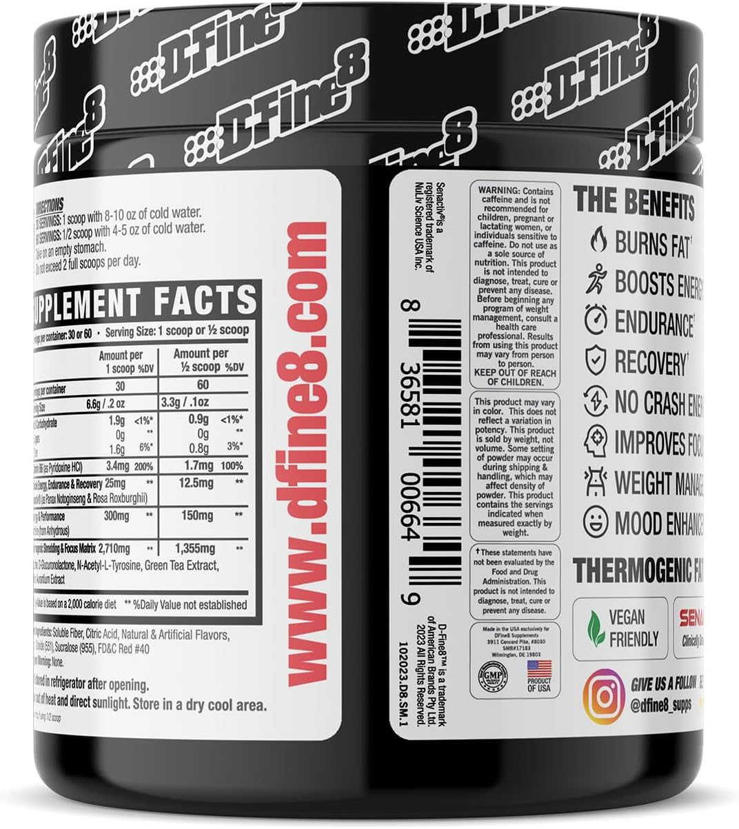 Thermogenic Pre-Workout Energy Powder with Senactiv - Boost Energy, Focus, & Endurance, Sugar Free (Strawberry Mango)