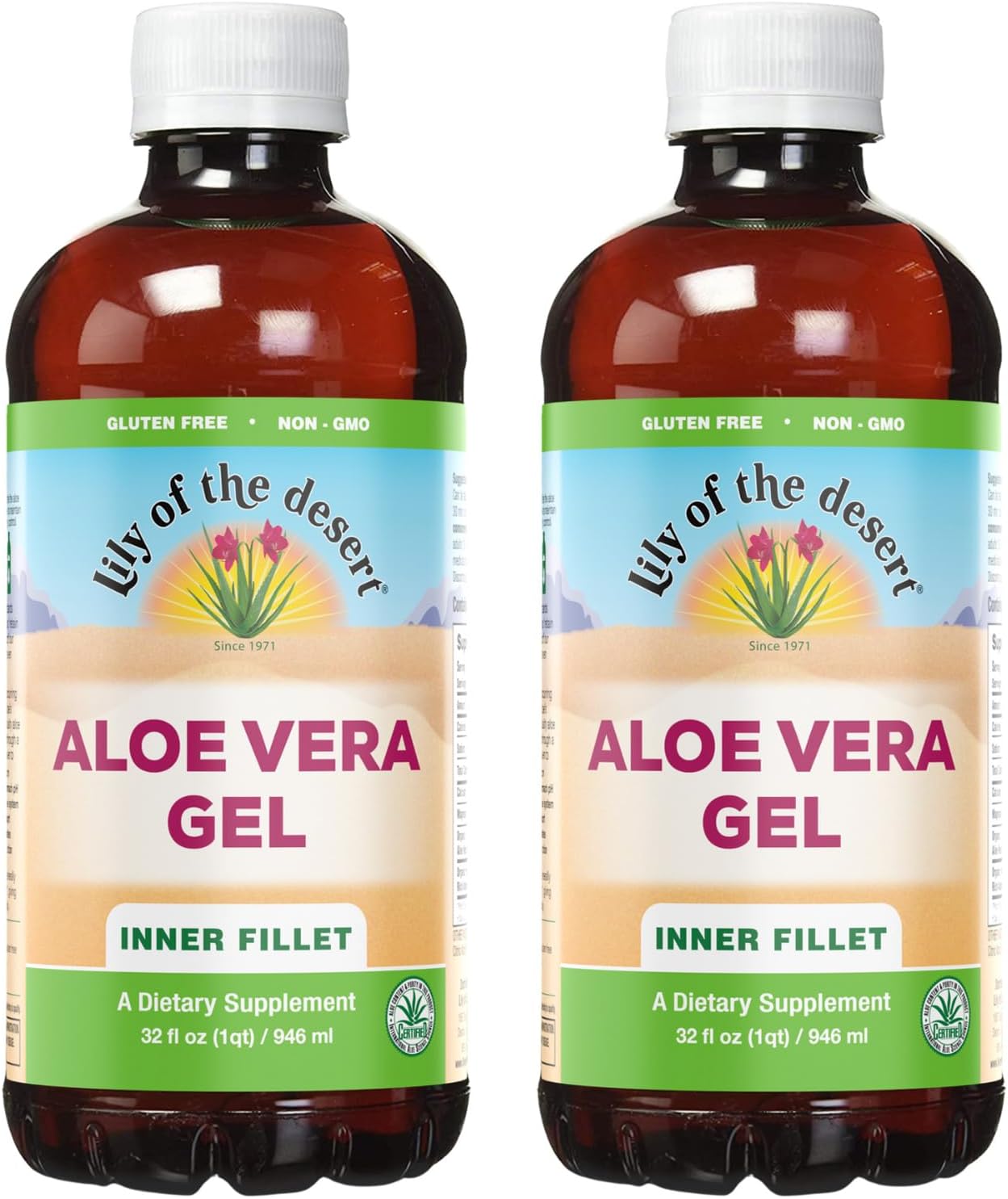 Thicker Consistency Aloe Vera Gel Drink with Vitamins and Digestive Enzymes for Gut Health and Glowing Skin - 32 Fl Oz (Pack of 2)