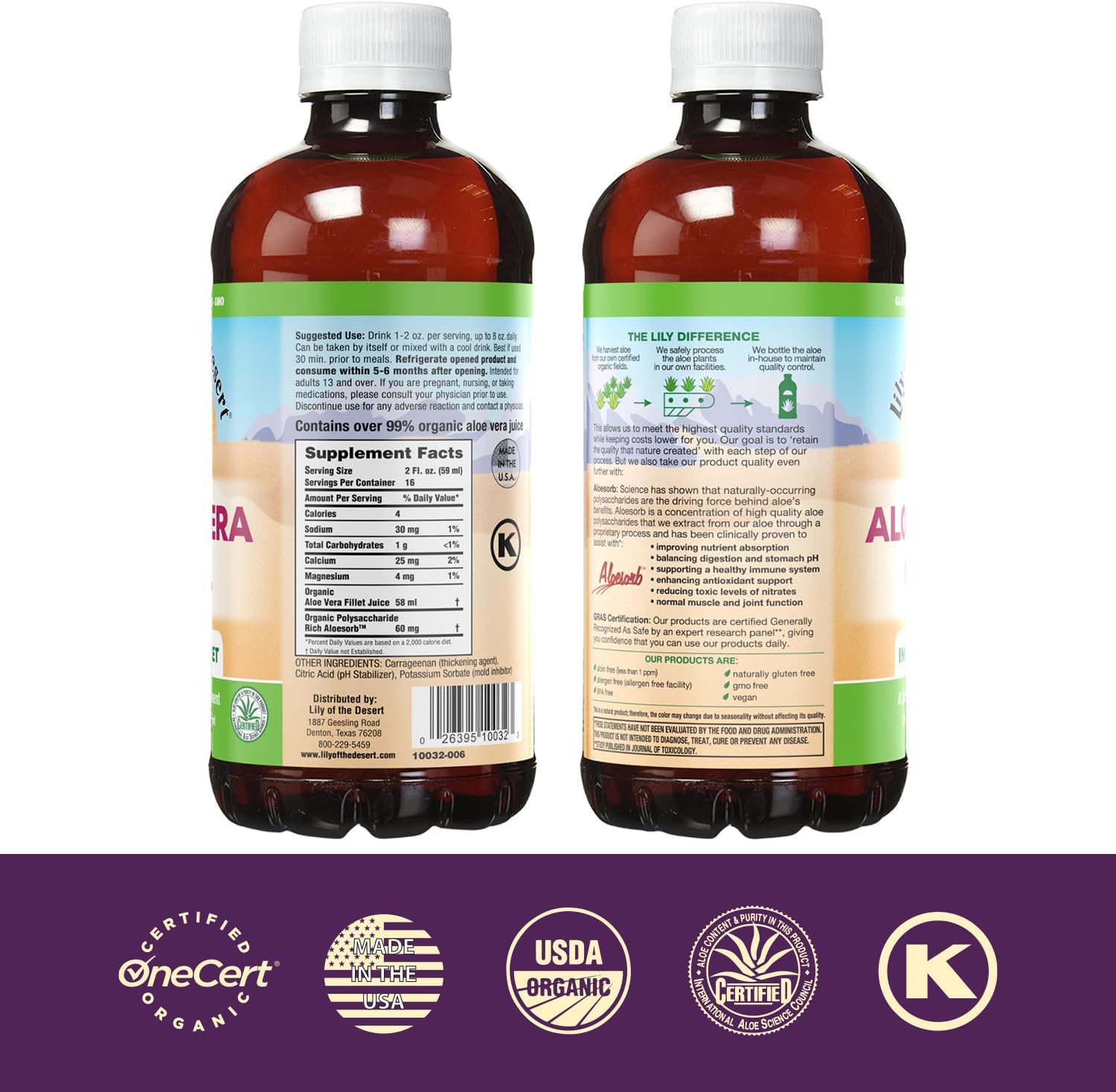 Thicker Consistency Aloe Vera Gel Drink with Vitamins and Digestive Enzymes for Gut Health and Glowing Skin - 32 Fl Oz (Pack of 2)