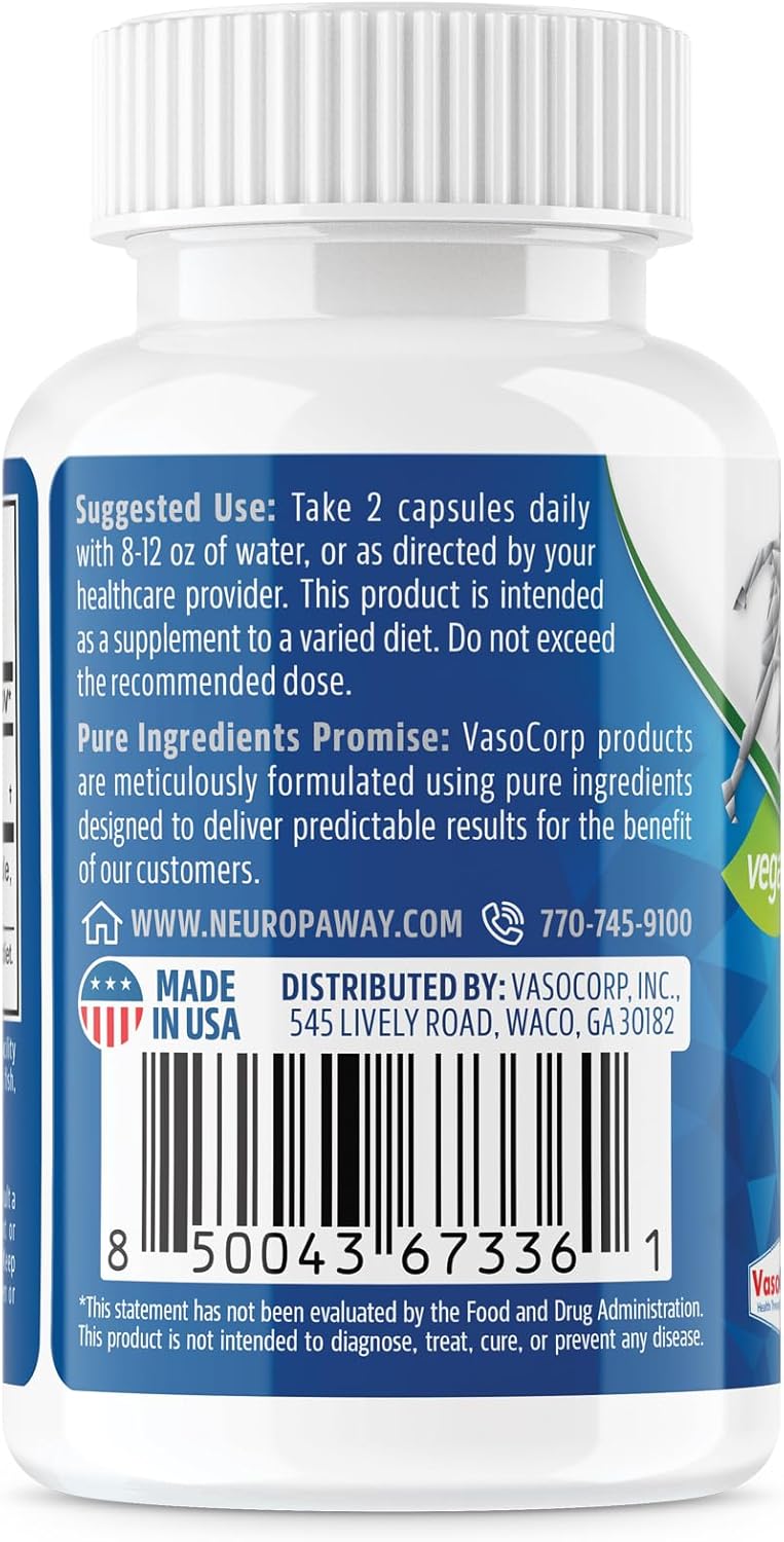 Third Party Tested Grape Seed Extract 1000mg Capsules - 60 Count in Acid Resistant Bottle - Made in cGMP Facility - NeuropAWAY Elements