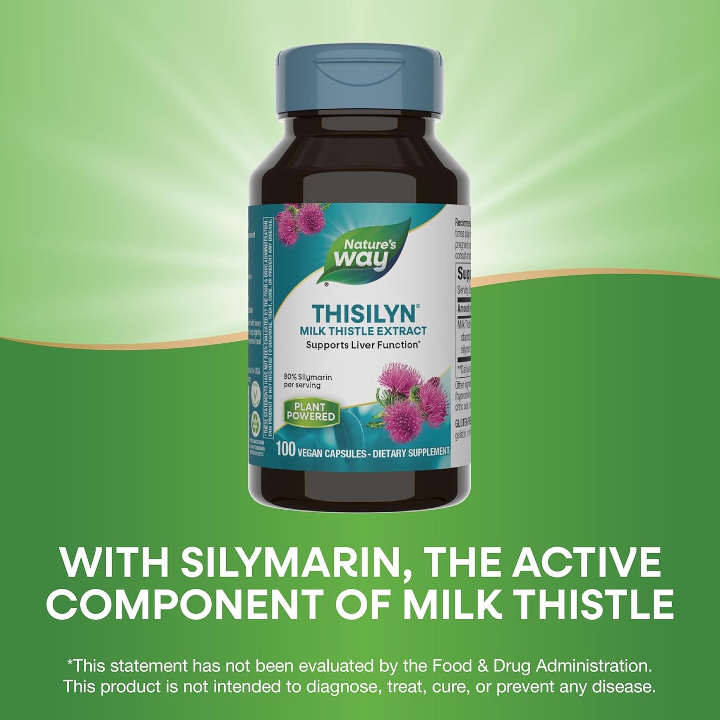 Thisilyn Milk Thistle Extract Capsules - Supports Liver Function, Vegan, 100ct