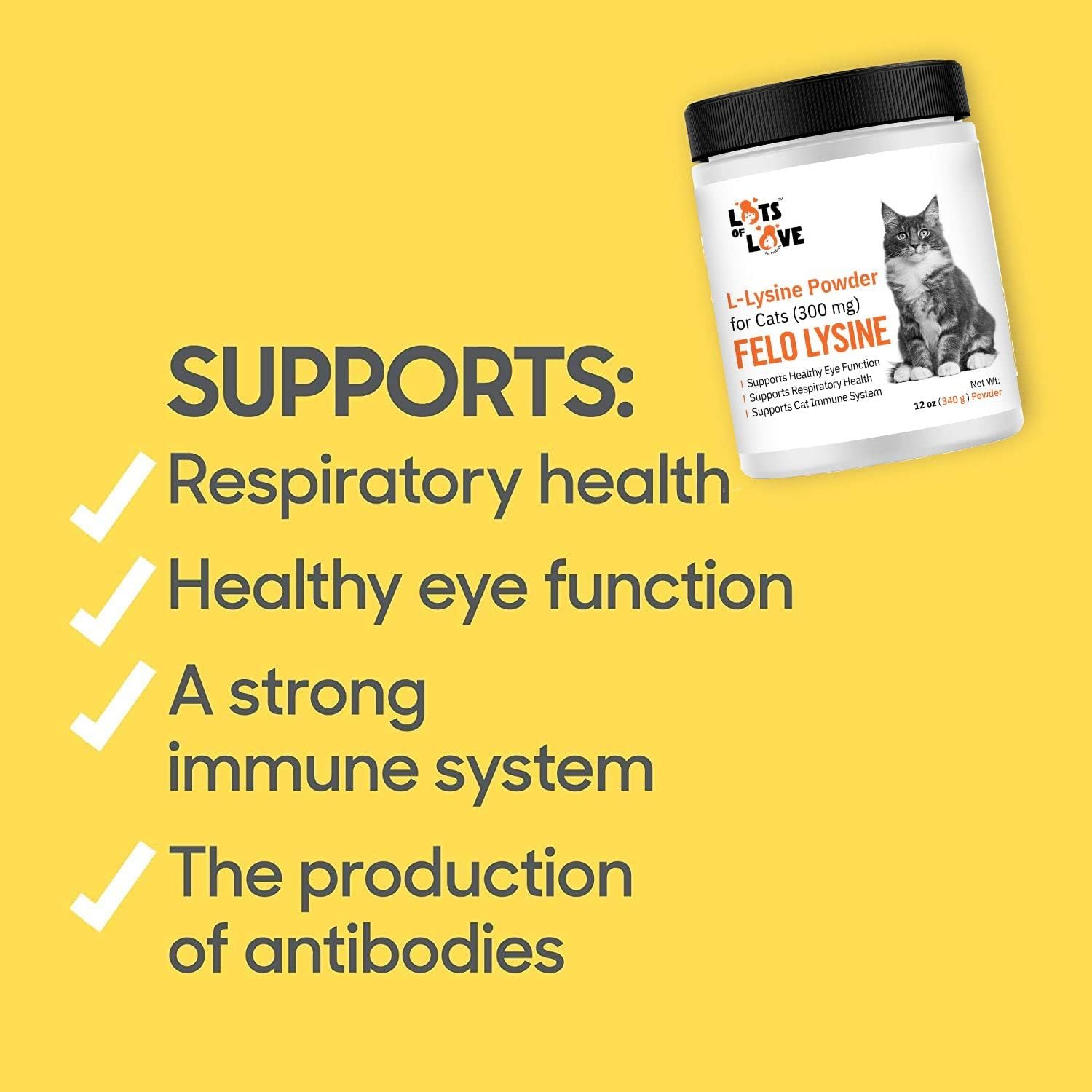 Thomas Pet Earlier Lots of Love Pet Products Felo Lysine - L-Lysine Powder for Cats 300 mg, 12 oz