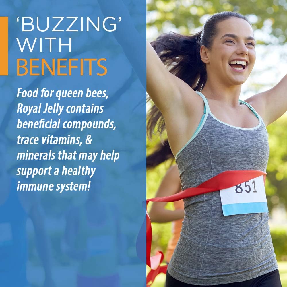 Thompson Royal Jelly Ultra Potency Capsules - 2000 Mg Protein-Based Bee Product for Natural Trace Vitamins & Minerals - 60 Vegetarian Capsules