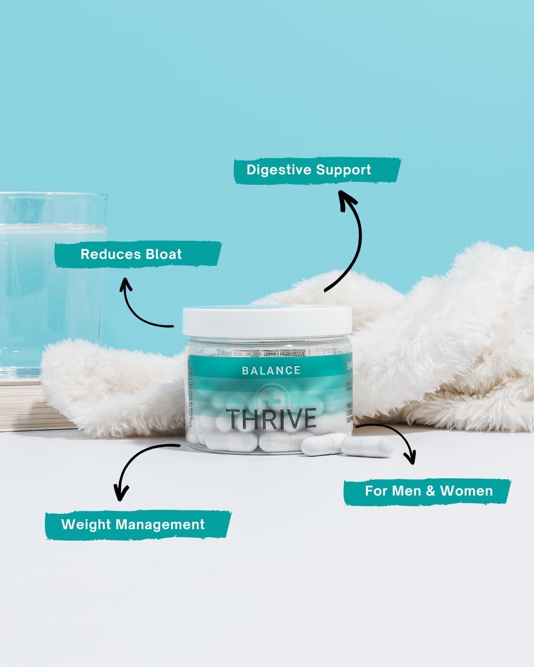 Thrive Balance Capsules 60ct | Plant-Based Digestive Support | Ginger Root, Fennel Seed, Buckthorn Bark | Gut Health & Bloating Relief