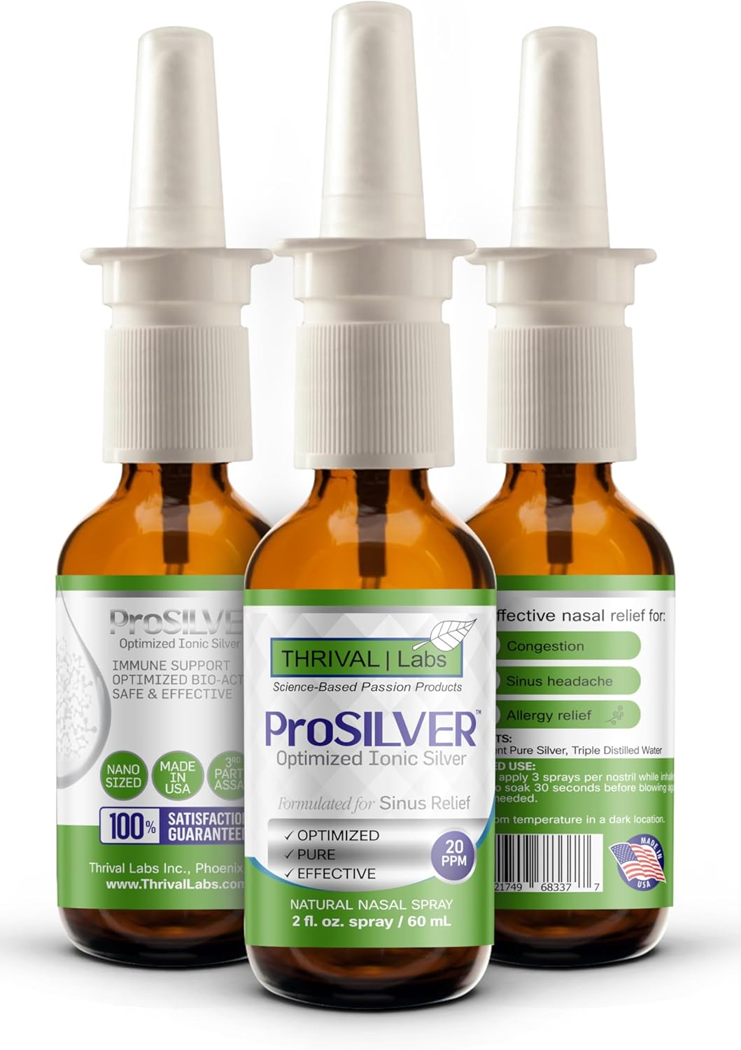 Thrive Labs ProSILVER Ionic Colloidal Silver Liquid 20 PPM Bio-Active Immune Support Spray
