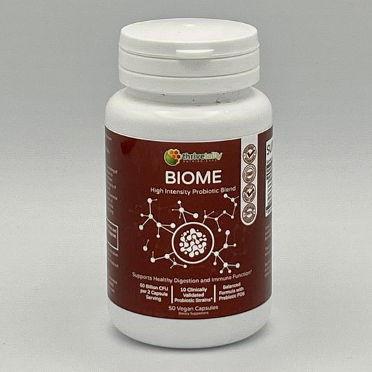 Thrivetality Nutriscience BIOME High Intensity Probiotic Blend - 10 Strains, 50 Billion CFU, Digestive & Immune Support