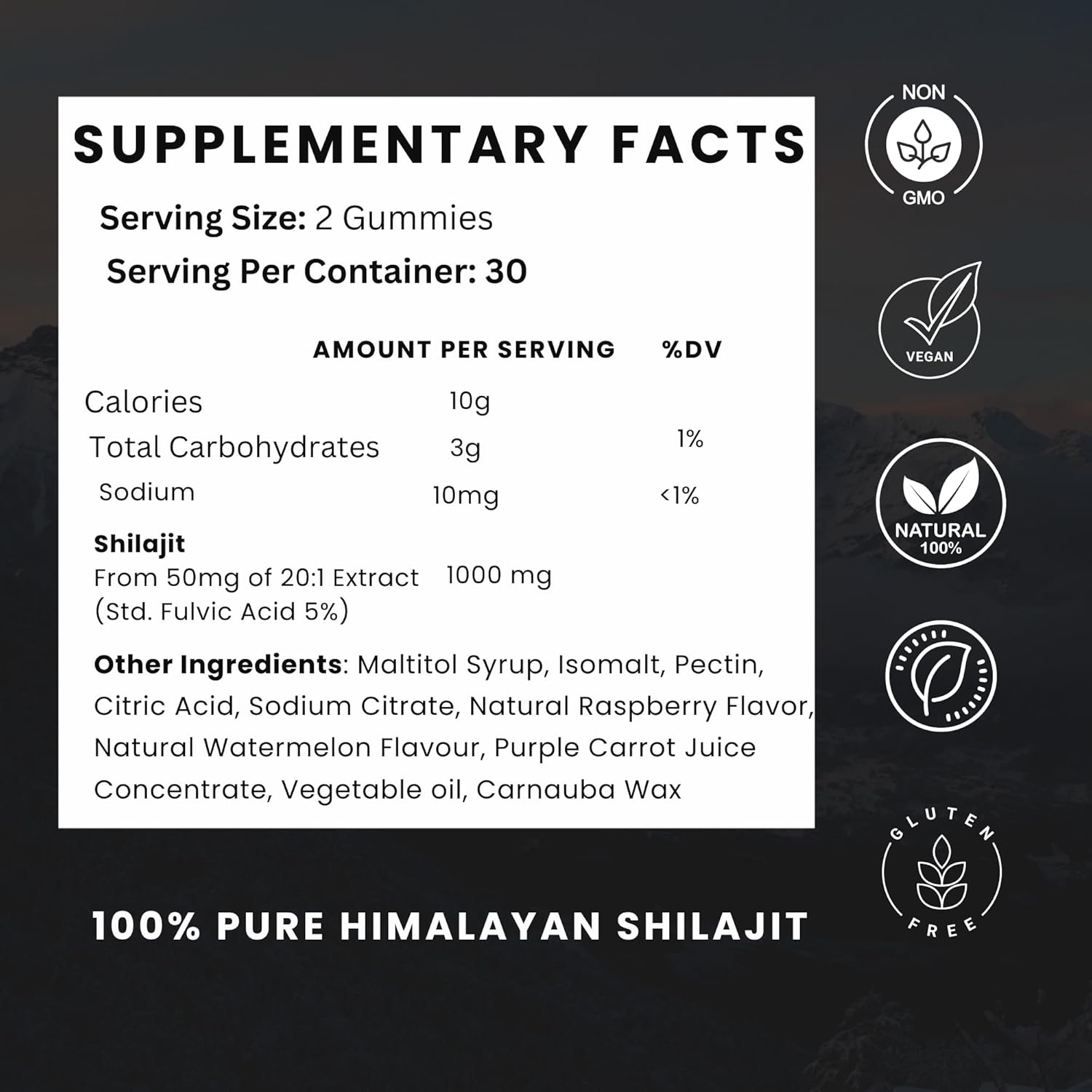 ThriveXwell Himalayan Shilajit Gummies: 1000mg Sugar-Free Supplement with 85+ Trace Minerals for Immunity, Energy, & Brain Health - Raspberry Flavor (60 Count)