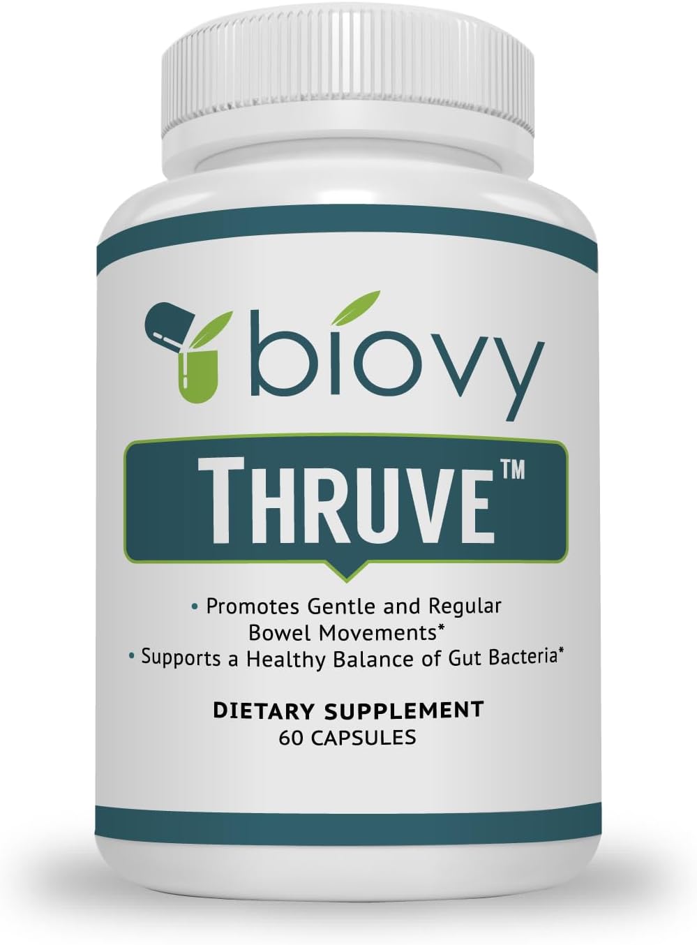 Thruve Long-Term Constipation Relief Supplement - Probiotics, Prebiotics, Natural Laxatives, and Fiber - Herbal Laxative for Constipation - 60 Capsules