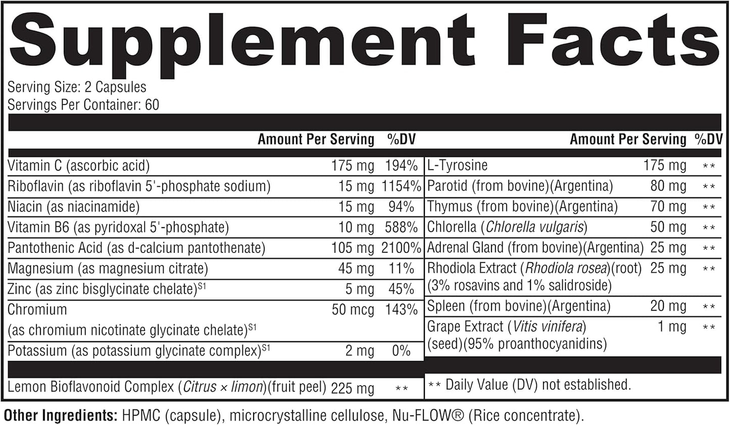 Thyroid Adrenal Reset Complex - Herbal Support Supplement for Women with Hypothyroidism - 120 Ct Bottle