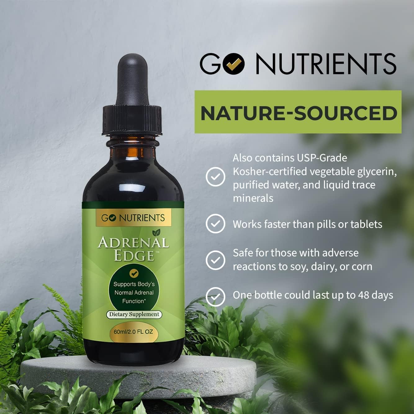 Thyroid and Adrenal Support Liquid Drops - Energy and Metabolism Boost - Stop Hair Loss and Improve Skin - Cortisol Manager - 60 mL