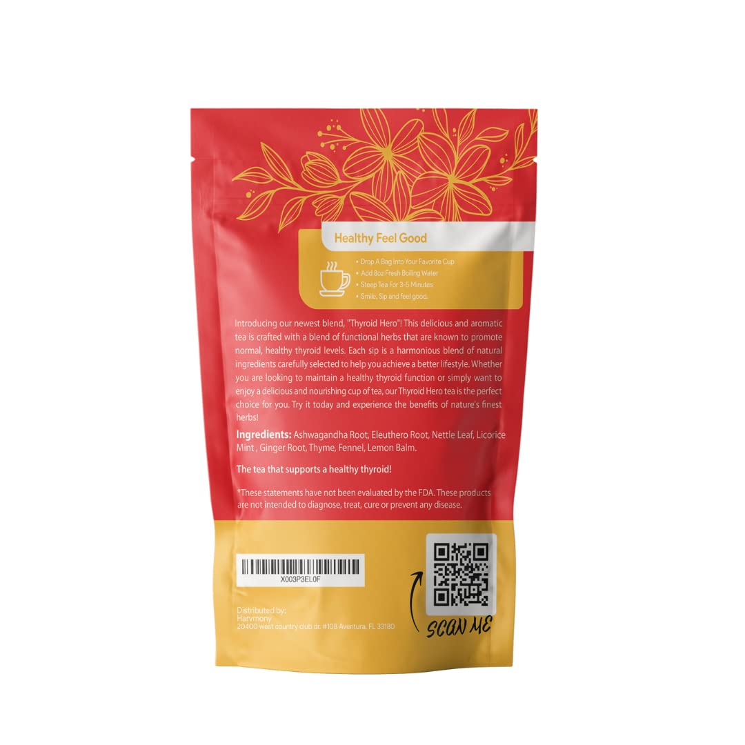 Thyroid Balance Support Herbal Tea with 8 Functional Herbs - 35 Tea Bags for Thyroid Health