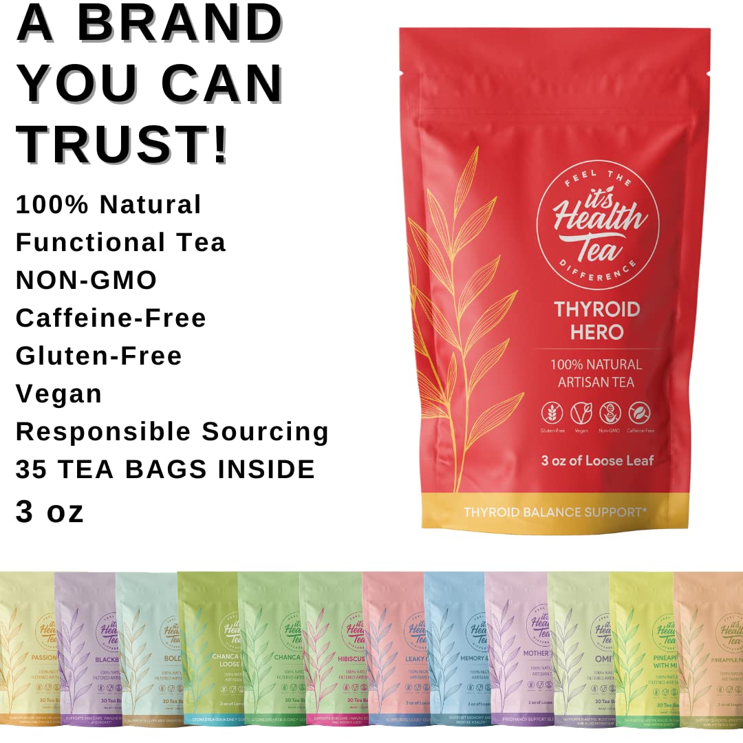 Thyroid Balance Support Herbal Tea with 8 Functional Herbs - 35 Tea Bags for Thyroid Health