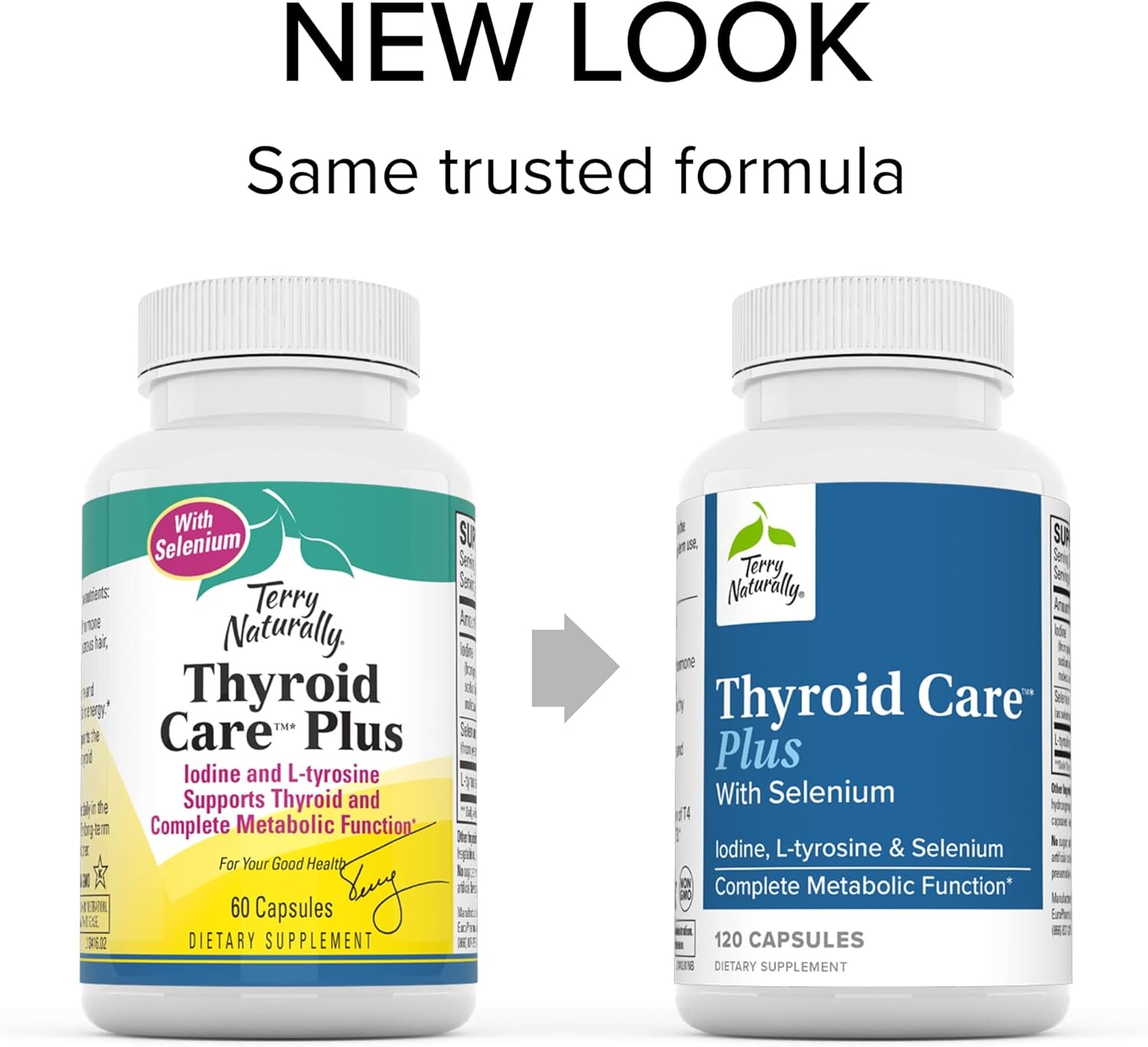 Thyroid Care Plus Supplement with L-Tyrosine & Selenium - 120 Capsules for Energy & Healthy Hair Support