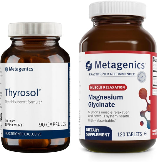 Thyroid Health and Nervous System Support Bundle - Metagenics Thyrosol & Magnesium Glycinate - 90 Thyrosol Tablets, 120 Magnesium Glycinate Tablets