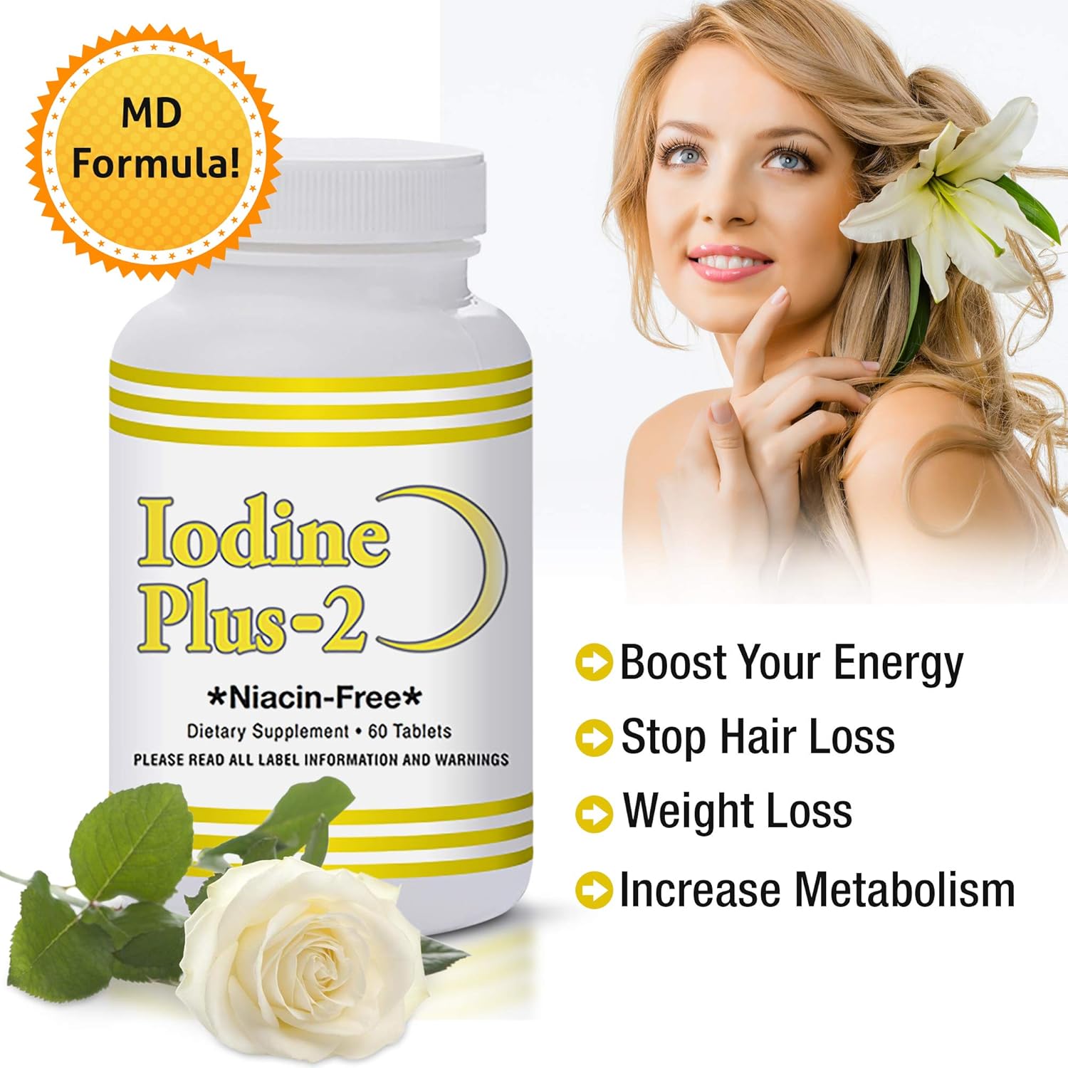 Thyroid M.D.'s Official Formula - Natural Living Iodine Plus 2 - 60 Tablets - 2 Month Supply for Thyroid Support