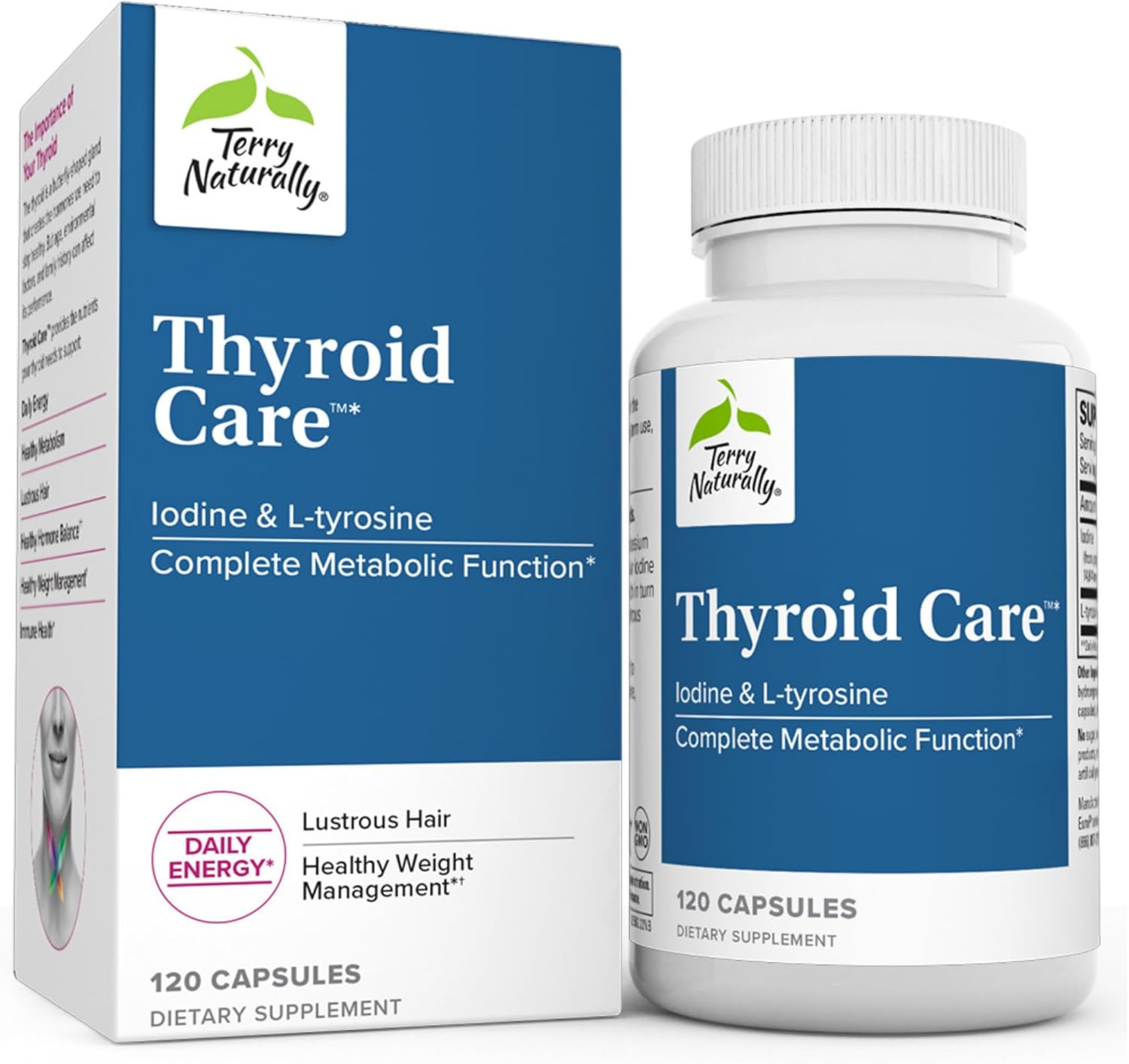 Thyroid Support Capsules with Iodine & L-Tyrosine for Metabolic Function - Non-GMO, Gluten Free, Kosher - 120 Capsules