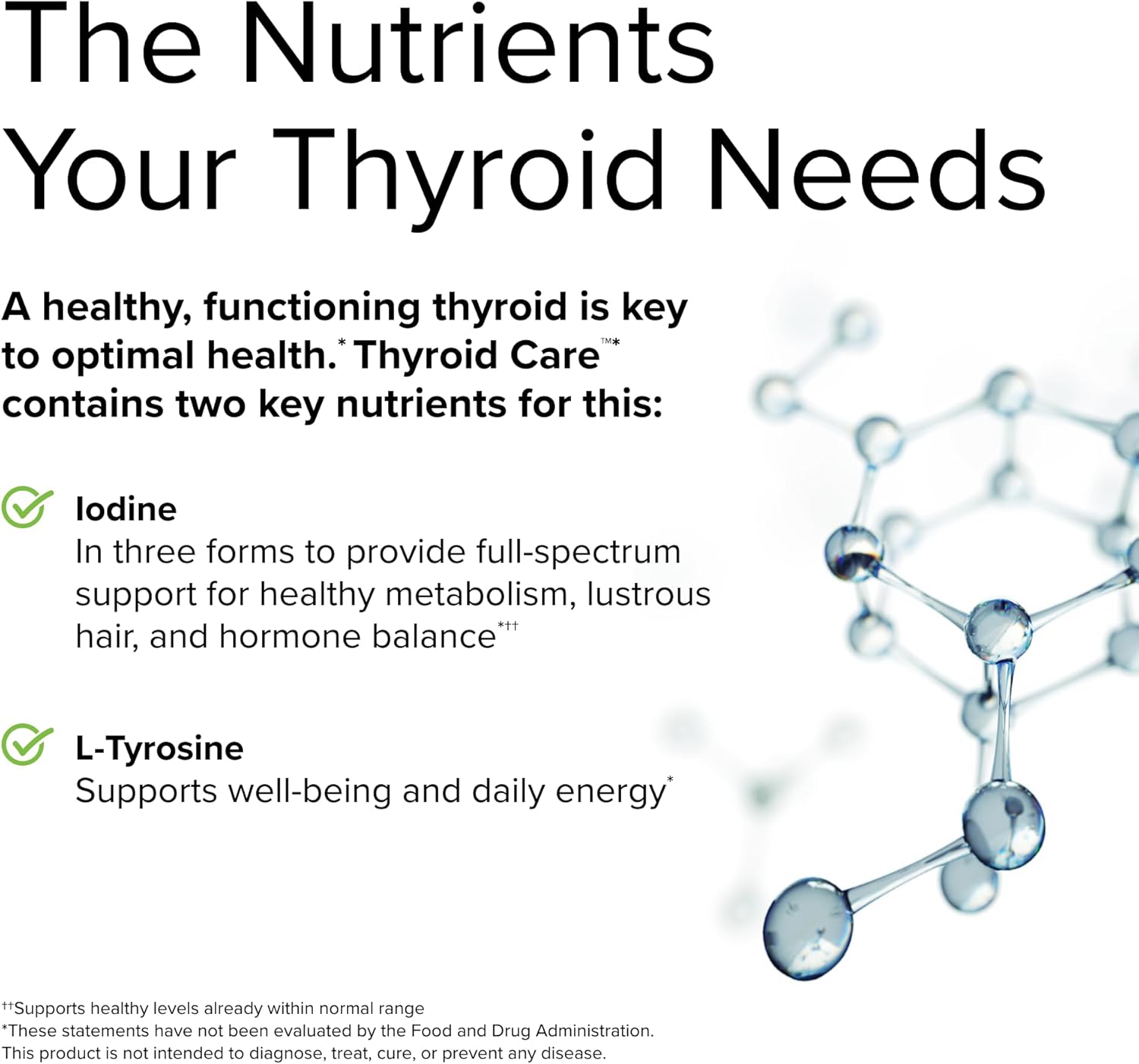 Thyroid Support Capsules with Iodine & L-Tyrosine for Metabolic Function - Non-GMO, Gluten Free, Kosher - 120 Capsules