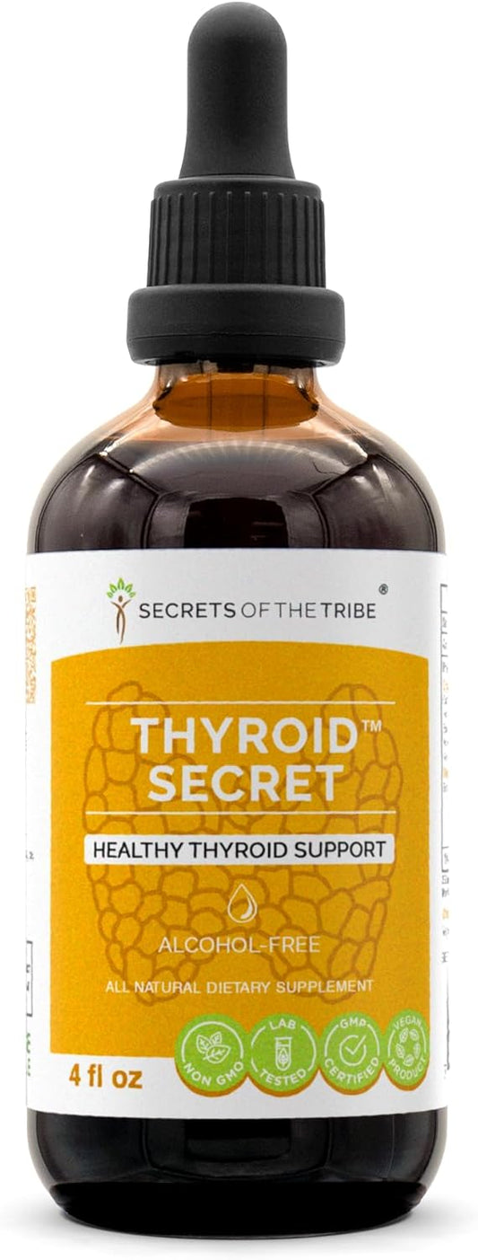 Thyroid Support Herbal Supplement Blend Drops - Alcohol-Free Liquid Extract (4 fl oz) by Secrets of the Tribe