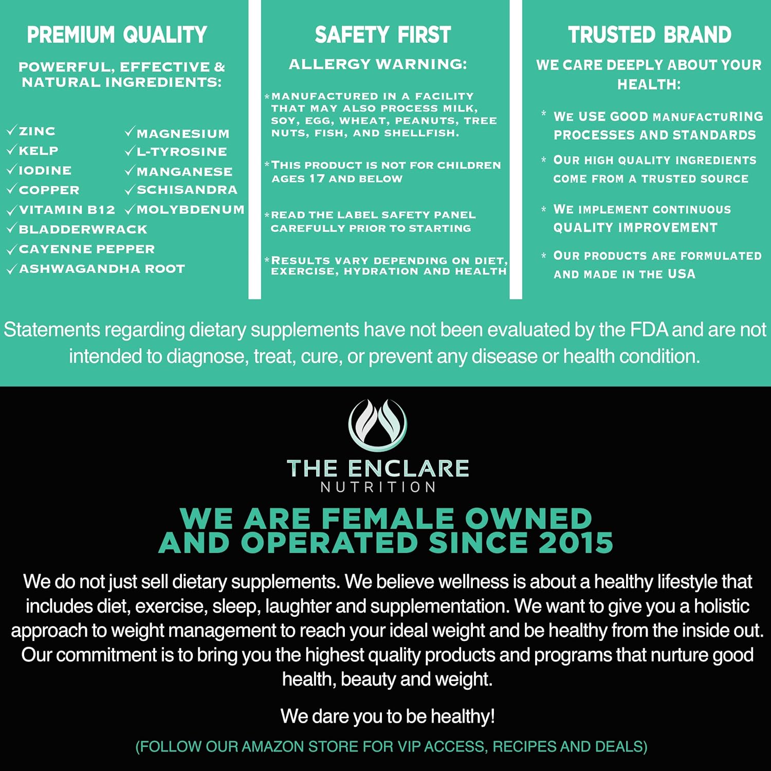 Thyroid Support Supplement for Energy, Metabolism, and Mood Balance with Iodine, Ashwagandha, and Zinc - Enclare Nutrition Formula