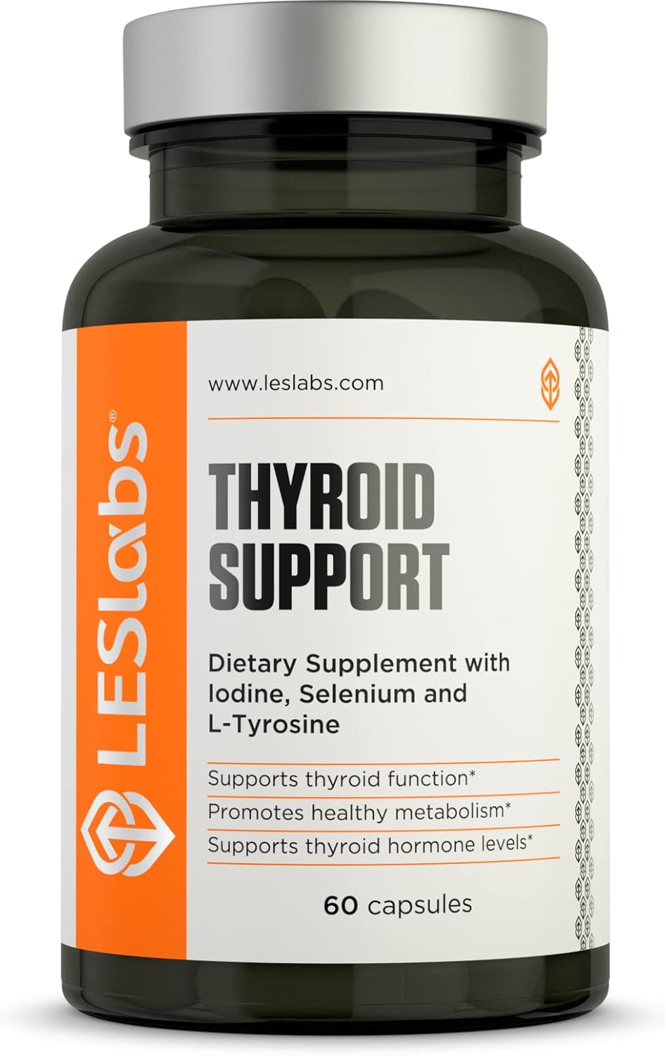 Thyroid Support Supplement for Metabolic Health, Energy, Focus - Iodine, L-Tyrosine, Ashwagandha, Selenium, Turmeric - Non-GMO - 60 Caps