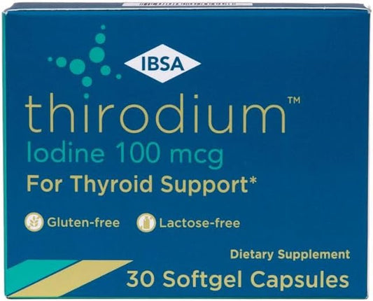 Thyroid Support Supplement with 100mcg Iodine - 30 Soft-Gel Capsules for Increased Absorption - Gluten-Free, Lactose-Free, Non-GMO