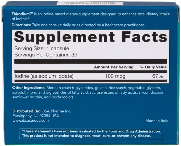 Thyroid Support Supplement with 100mcg Iodine - 30 Soft-Gel Capsules for Increased Absorption - Gluten-Free, Lactose-Free, Non-GMO