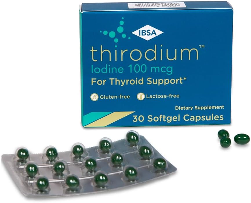 Thyroid Support Supplement with 100mcg Iodine - 30 Soft-Gel Capsules for Increased Absorption - Gluten-Free, Lactose-Free, Non-GMO