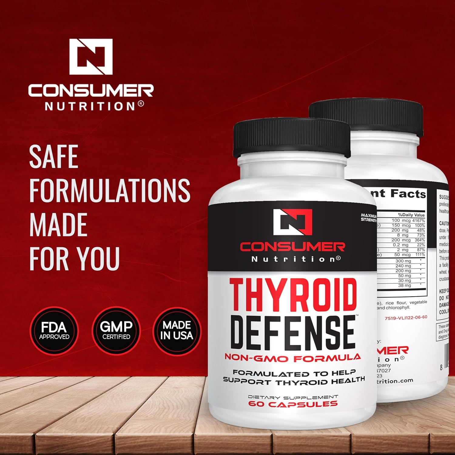 Thyroid Support Supplement with Ashwagandha, Cayenne, Schisandra, Kelp, Zinc, Vitamin B12 & Iodine - 30 Capsules for Men & Women