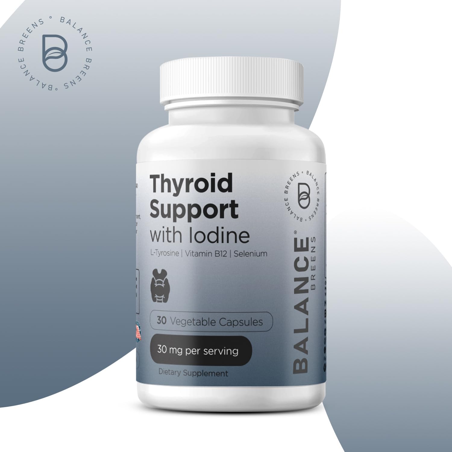 Thyroid Support Supplement with Iodine, L-Tyrosine, Vitamin B12 & Selenium - Boost Energy, Metabolism & Focus with 30 Veg Capsules