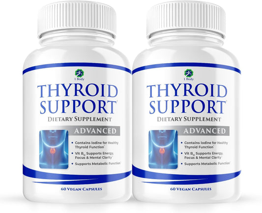 Thyroid Support Supplement with Iodine, Vitamin B12, Zinc - 120 Capsules, 60-Day Supply