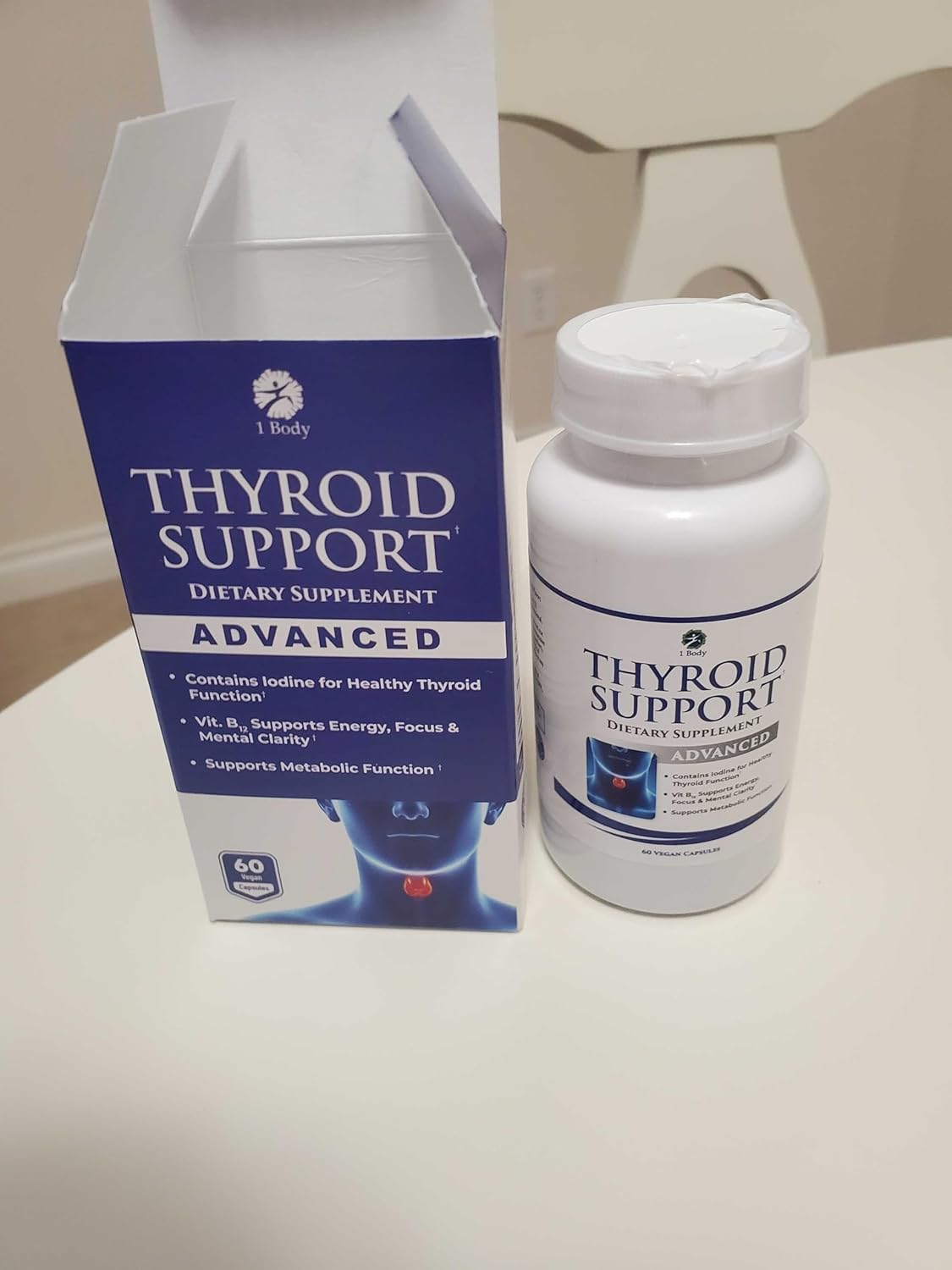 Thyroid Support Supplement with Iodine, Vitamin B12, Zinc - 120 Capsules, 60-Day Supply