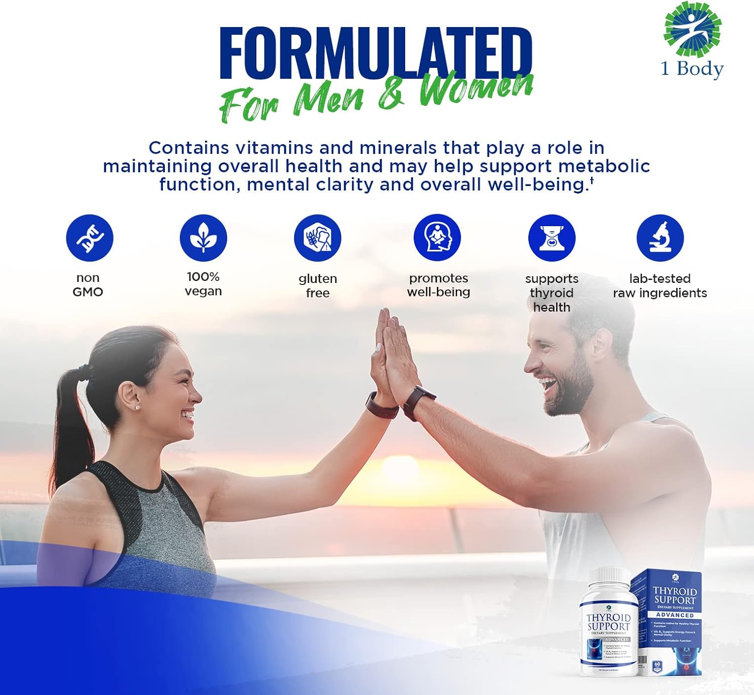 Thyroid Support Supplement with Iodine, Vitamin B12, Zinc - 120 Capsules, 60-Day Supply