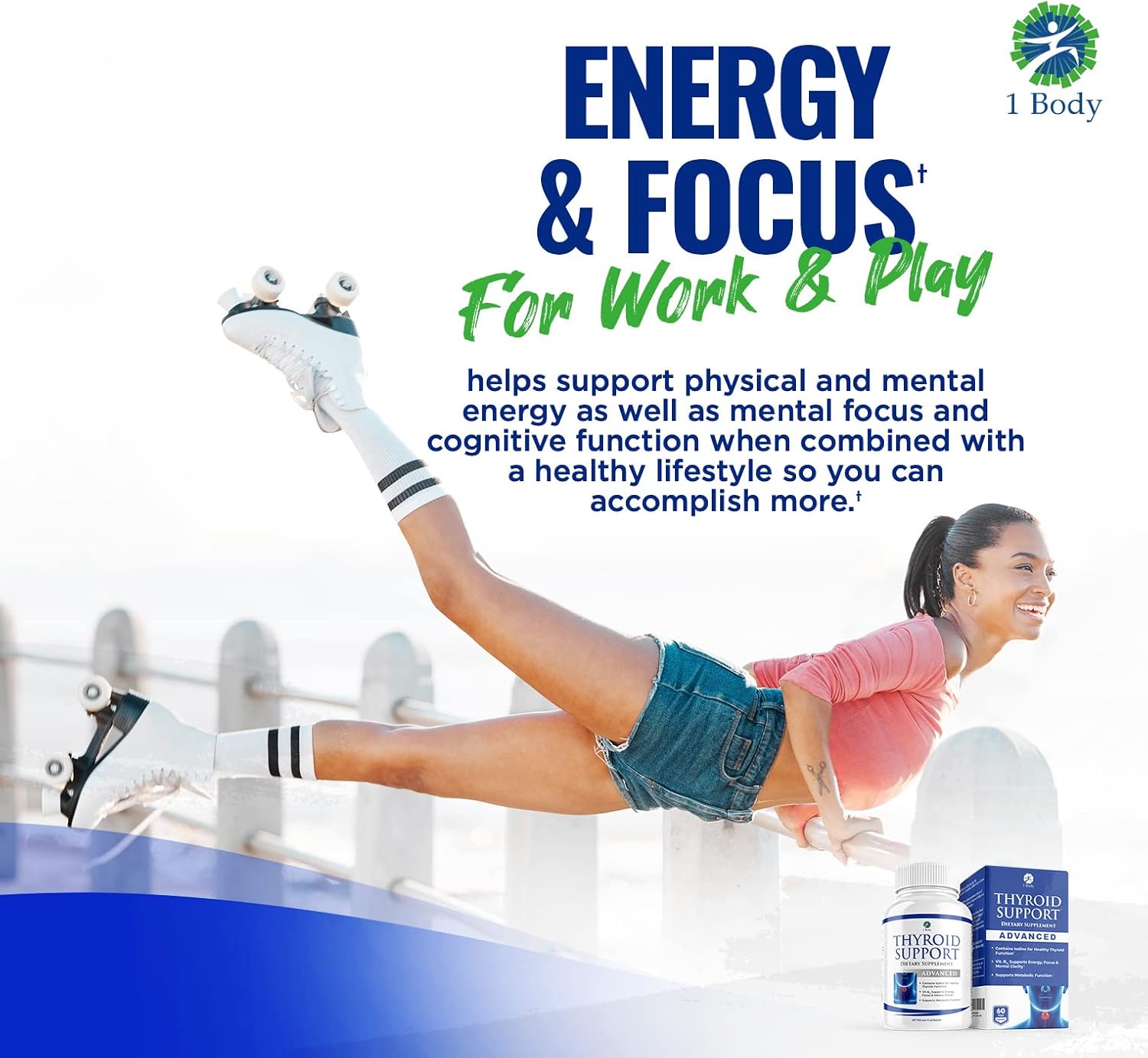 Thyroid Support Supplement with Iodine, Vitamin B12, Zinc - 120 Capsules, 60-Day Supply