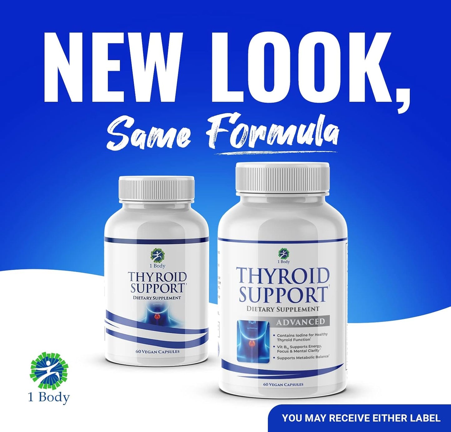 Thyroid Support Supplement with Iodine, Vitamin B12, Zinc - 120 Capsules, 60-Day Supply