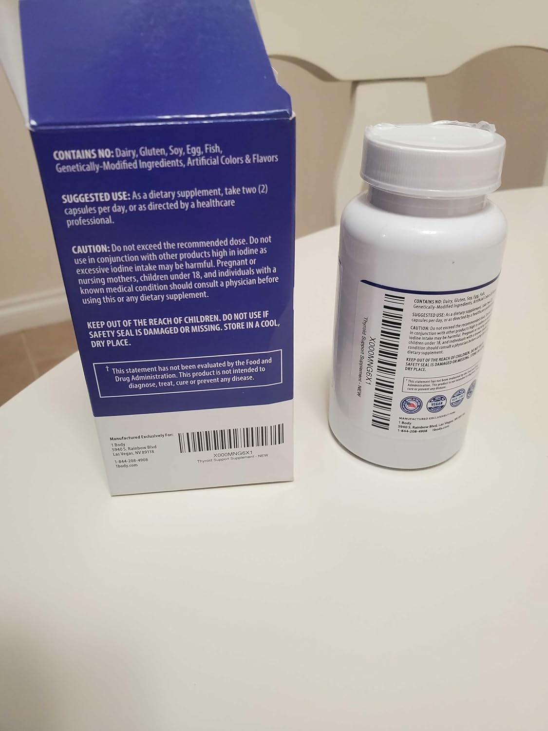 Thyroid Support Supplement with Iodine, Vitamin B12, Zinc - 120 Capsules, 60-Day Supply