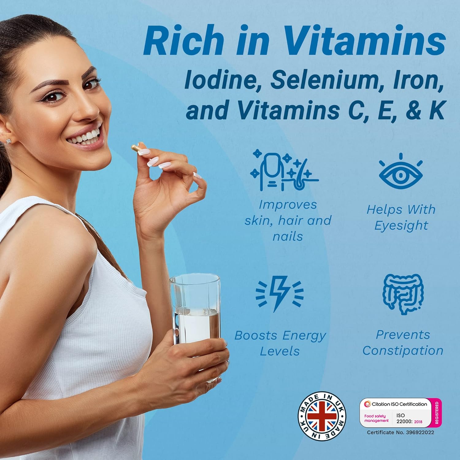 Thyroid Support Supplement with Maca Root, Sea Kelp, Brazil Nuts, Ashwagandha - Vegan Iodine Capsules