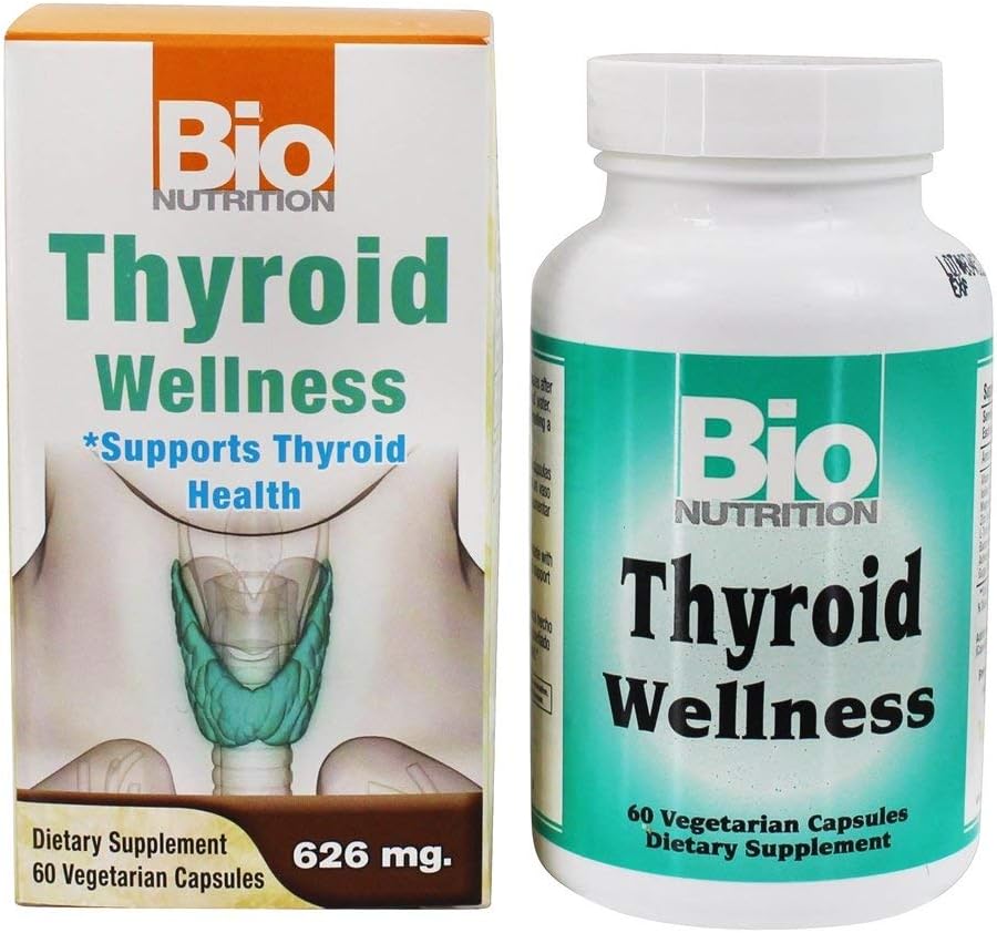Thyroid Wellness Supplement - Bio Nutrition 60 Vegetable Capsules for Thyroid Health & Support