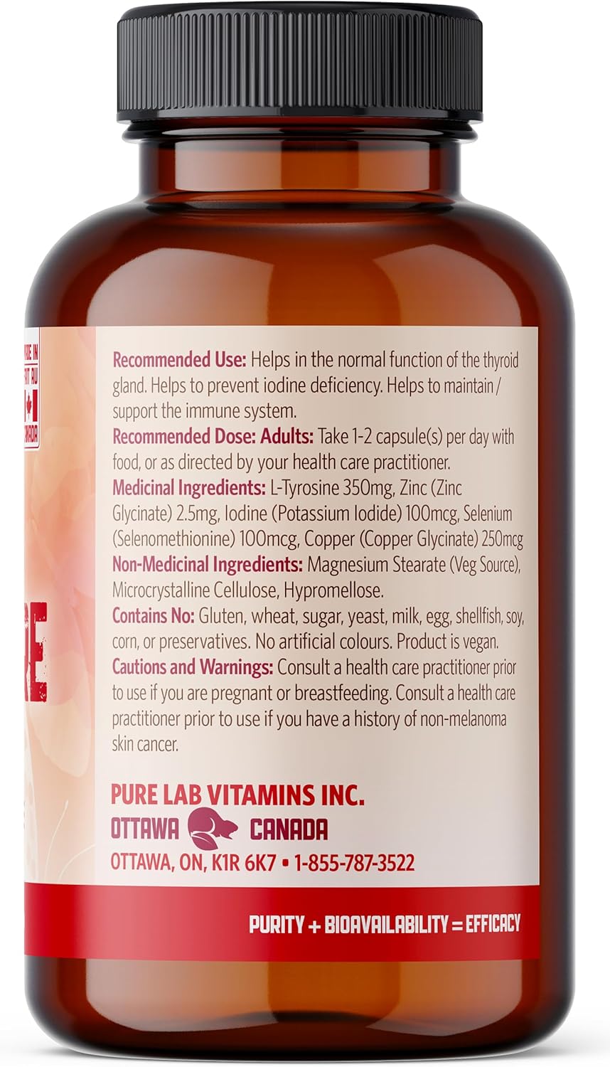 ThyroPure Vegi-Caps Supplement - Immune System Support for Men and Women - Prevent Iodine Deficiency - 5 Essential Nutrients