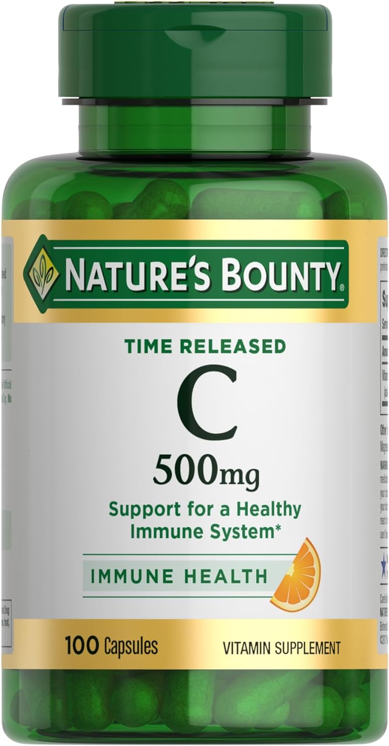 Time Released Vitamin C Capsules - 500mg Immune Support Supplement by Nature's Bounty