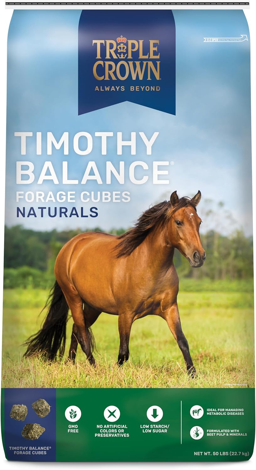 Timothy Cubes Horse Supplement for Laminitis Support - Low Sugar Feed with Beet Pulp, 50 lbs