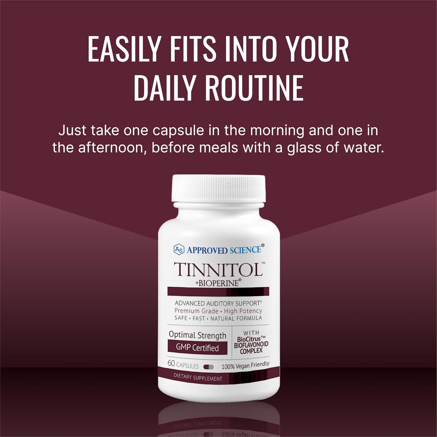 Tinnitol Tinnitus Support Supplement - Reduce Ringing in Ears - Enhance Inner Ear Health - 60 Capsules - USA Made