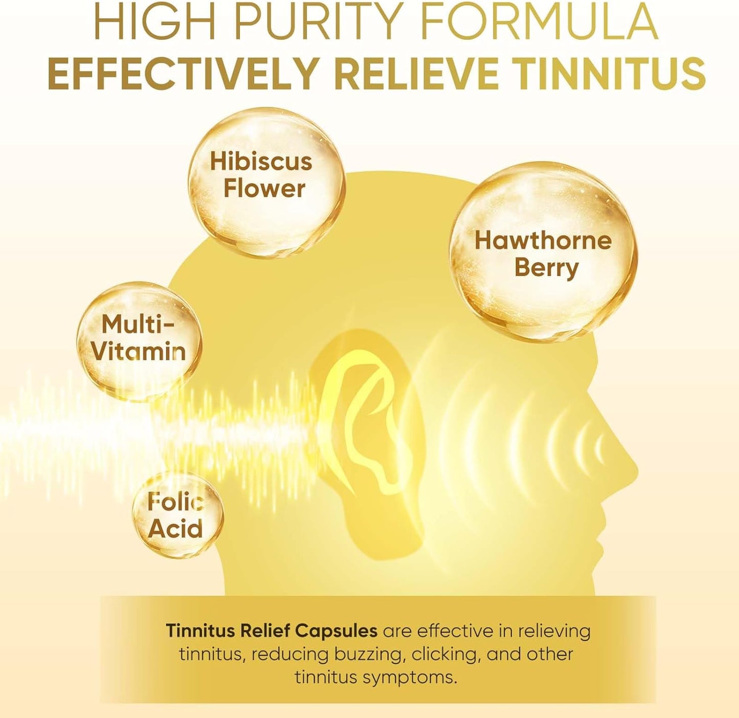Tinnitus Relief Caplets 1200MG with Bioflavonoids & Vitamin C - Ear Health Vitamins for Ringing Ears - OTC Life Nutrition