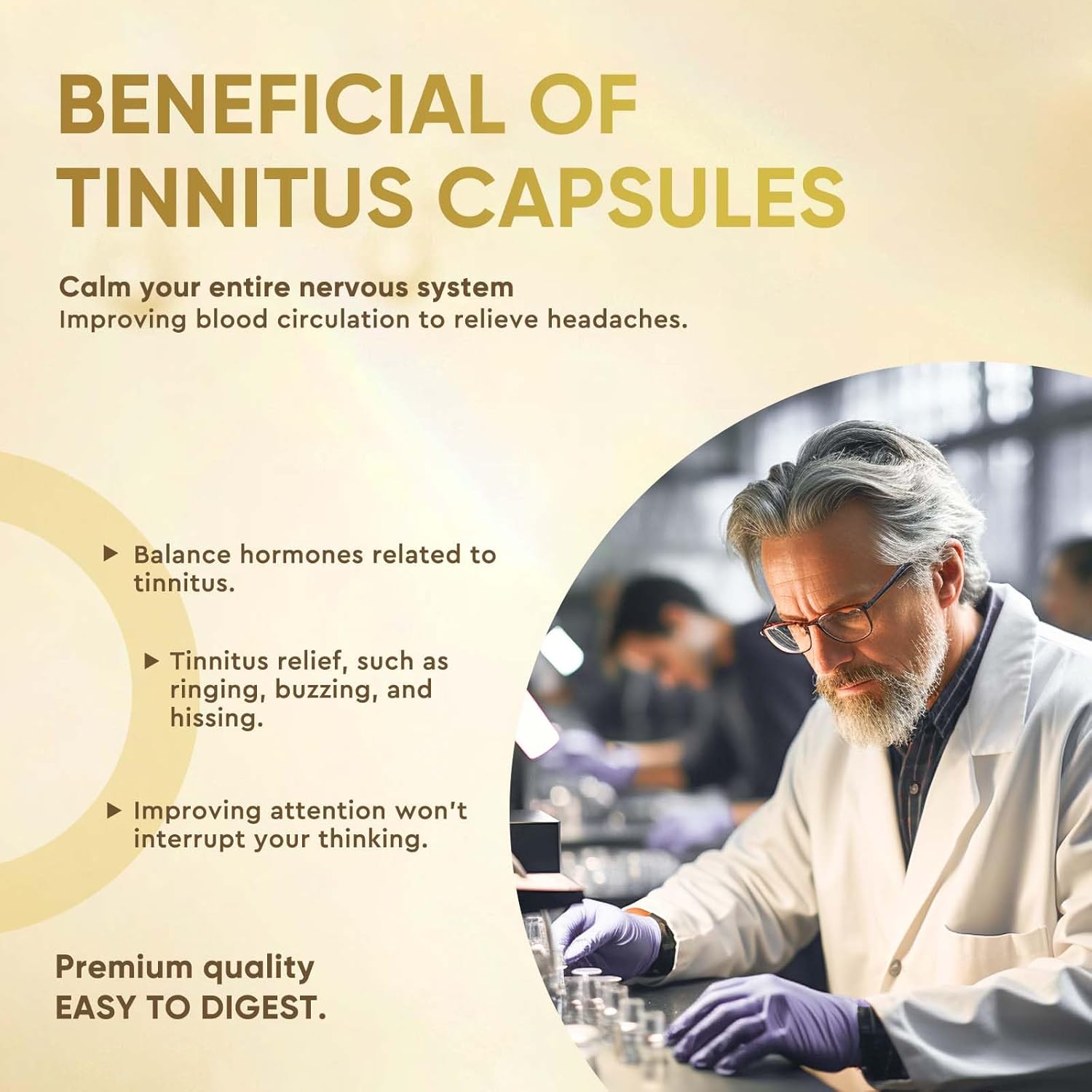 Tinnitus Relief Caplets 1200MG with Bioflavonoids & Vitamin C - Ear Health Vitamins for Ringing Ears - OTC Life Nutrition