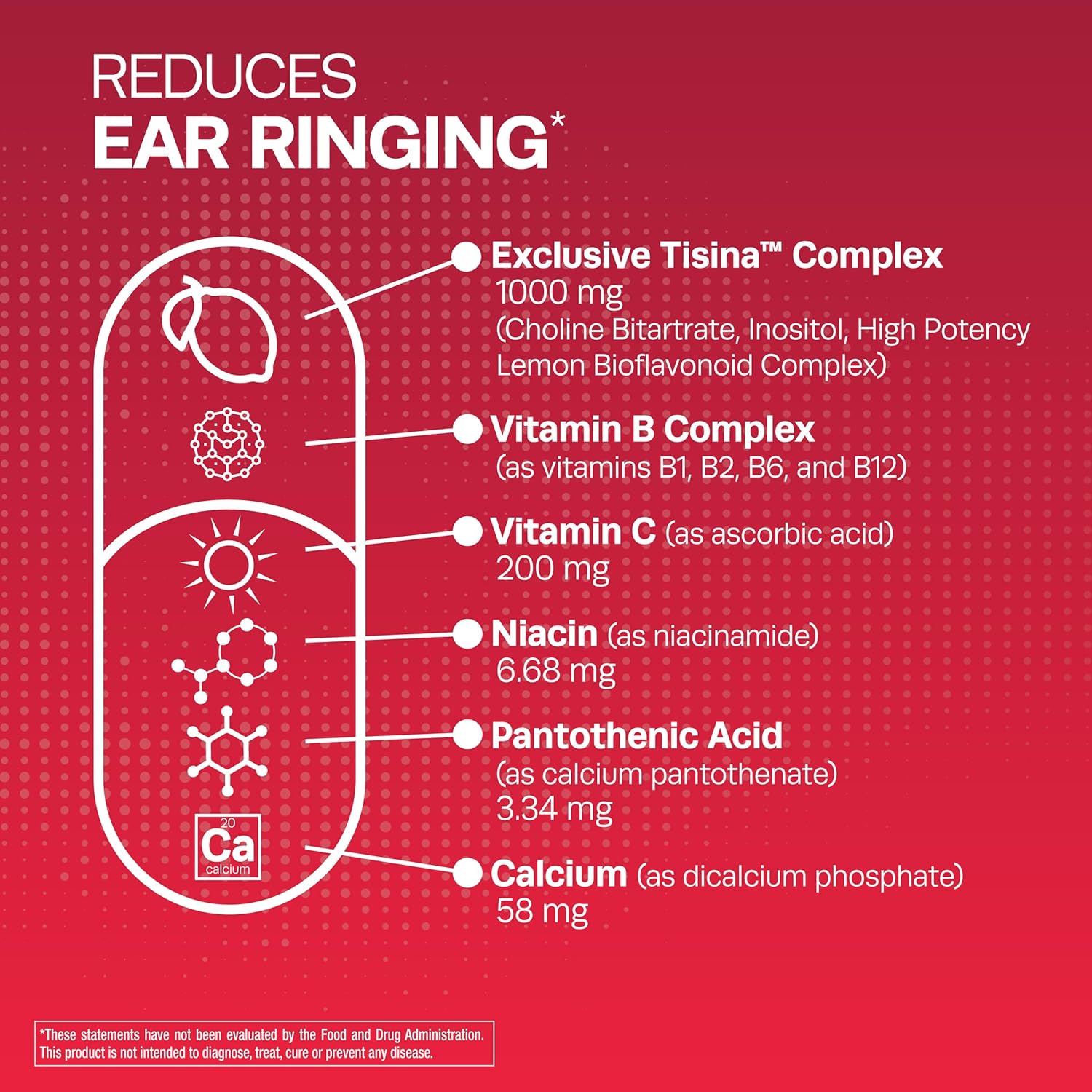 Tinnitus Relief Caplets with Bioflavonoids & Vitamin C - Lipo-Flavonoid Plus for Ear Health