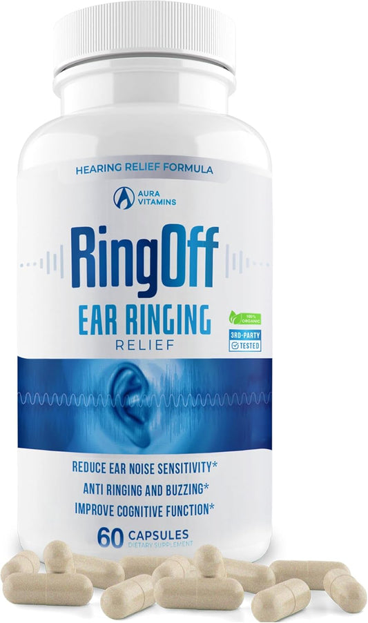 Tinnitus Relief Capsules - Clear Ear Ringing & Restore Inner Peace - Ginkgo Biloba, Zinc Picolinate - Hearing Health Support (60 Count)