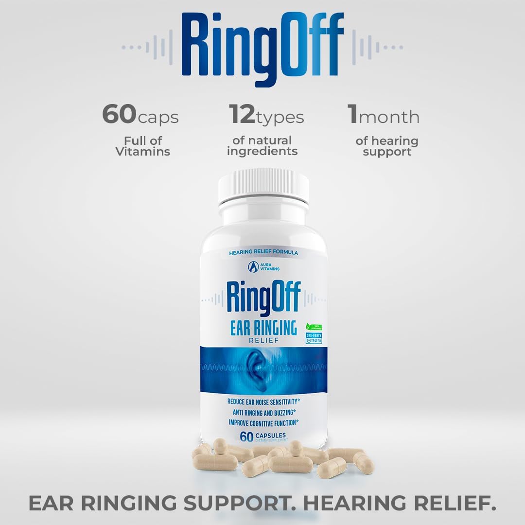 Tinnitus Relief Capsules - Clear Ear Ringing & Restore Inner Peace - Ginkgo Biloba, Zinc Picolinate - Hearing Health Support (60 Count)